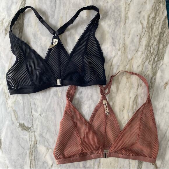 Free People Other - FREE PEOPLE Womens XS Intimately Nadia Bralette Bundle Nude Black Front Open